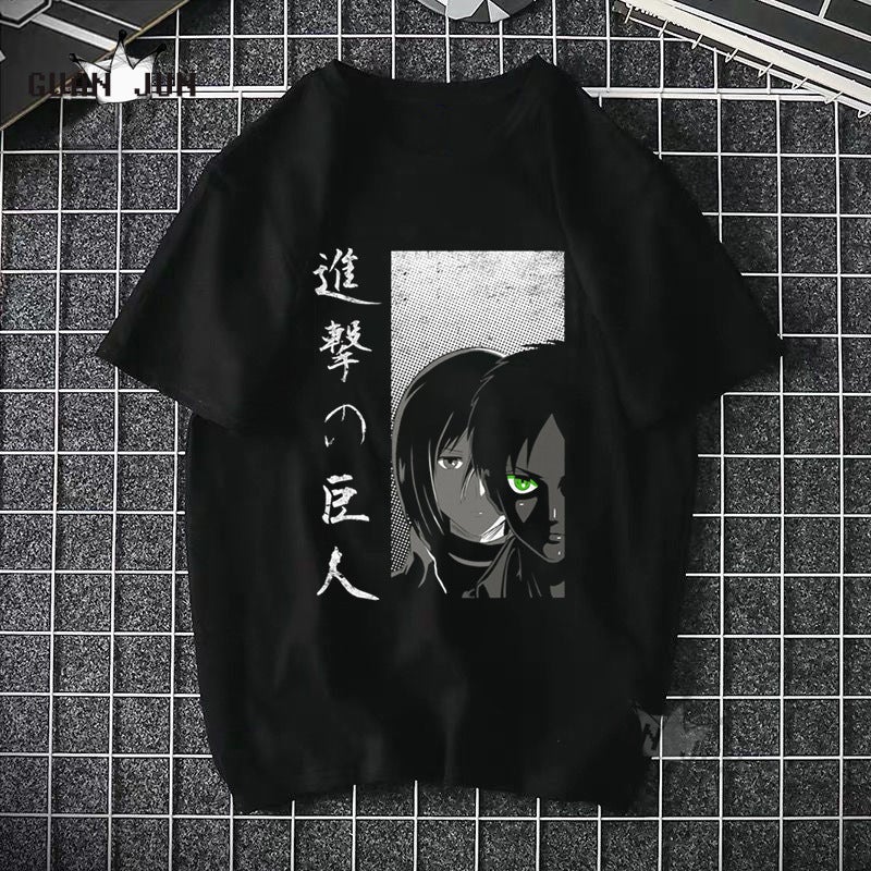 Attack Giant T-Shirt Two-Dimensional Japanese Anime Pure Cotton Pattern Short Sleeve New Top - Image 1