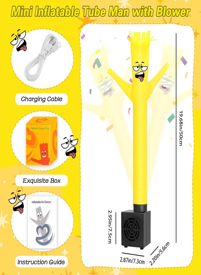 HOMQYTE Mini Inflatable Tube Man Novelty Gag Gifts Wacky Waving Inflatable Tube Guy Desktop with Blower for Christmas White Elephant Gift (Yellow) - Image 2