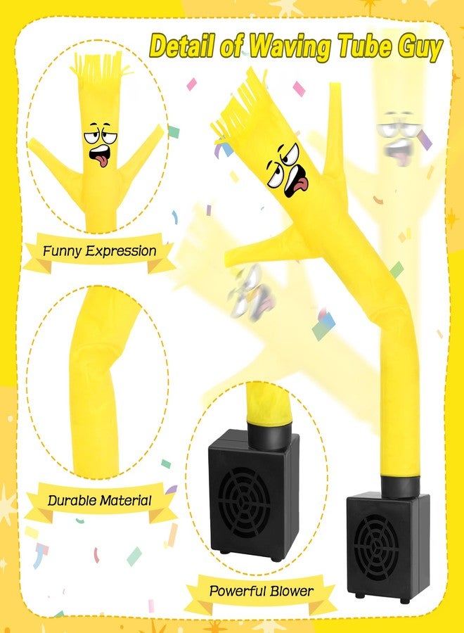 HOMQYTE Mini Inflatable Tube Man Novelty Gag Gifts Wacky Waving Inflatable Tube Guy Desktop with Blower for Christmas White Elephant Gift (Yellow) - Image 3