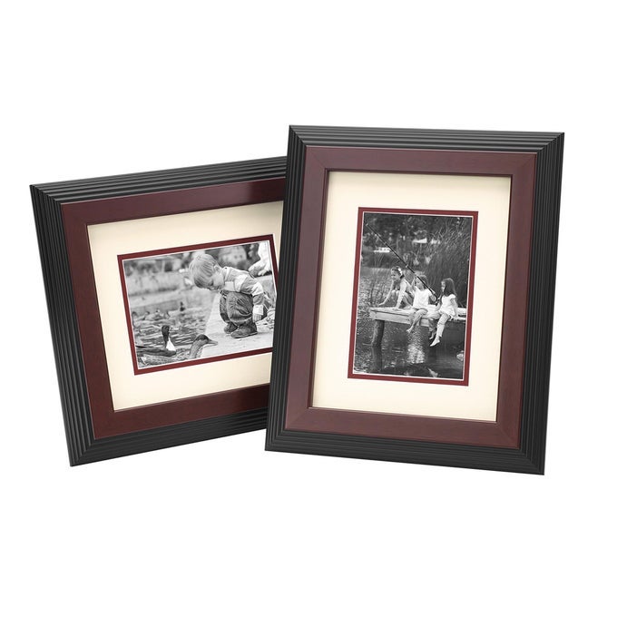 DESIGNER PICTURE FRAMES 8X10 PICTURE FRAME 2 PACK WITH DELUXE VELOUR BACK AND REMOVABLE 5X7 MAT PHOTO FRAME FOR DESK OR WALL DECOR MADE FROM POSTCONSUMER EPS ACRYLIC GLASS WALNUT