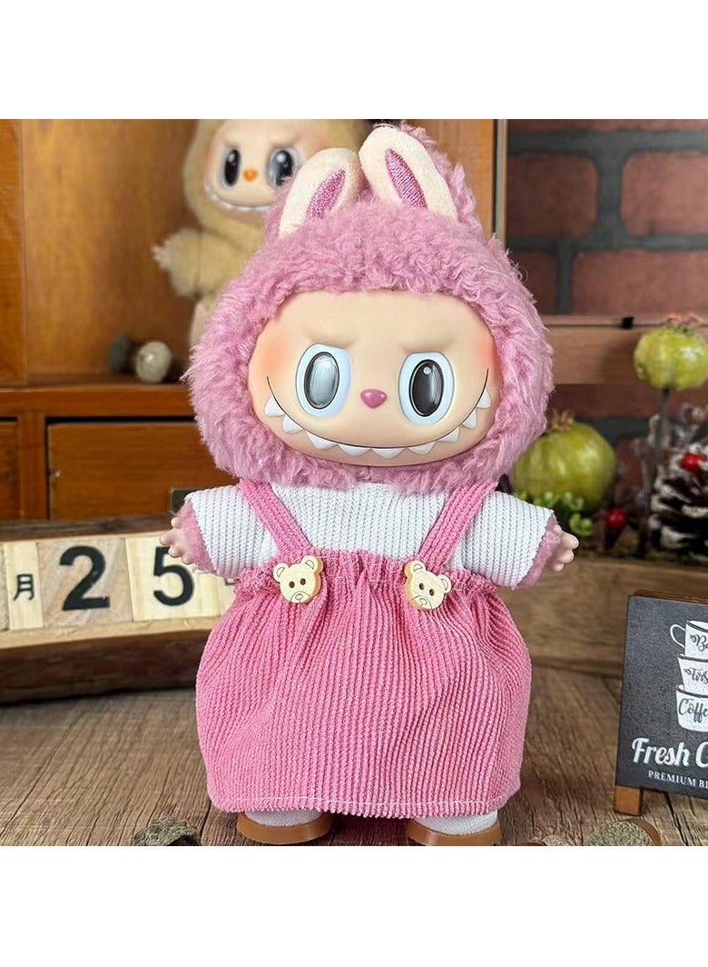 Labubu Doll Clothing Set, suitable for hanging plush dolls up to 17cm, interchangeable clothing for first, second, and third generation vinyl collectible dolls, durable and stylish accessories, suitable for creative games
