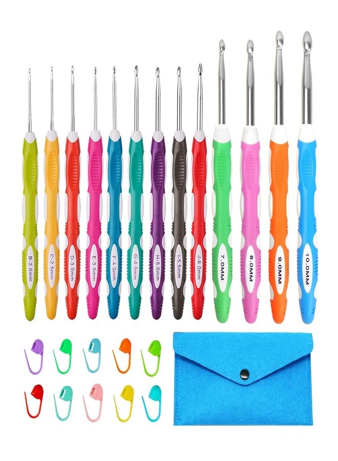 Lewhoo Ergonomic Crochet Hooks Set with Case, 13 Size Crochet Hooks for Arthritic Hands 2.0mm -10.0mm (B-N) - Image 1