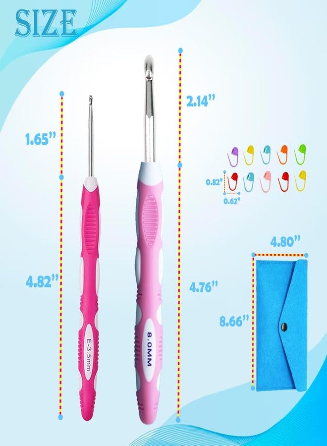 Lewhoo Ergonomic Crochet Hooks Set with Case, 13 Size Crochet Hooks for Arthritic Hands 2.0mm -10.0mm (B-N) - Image 4