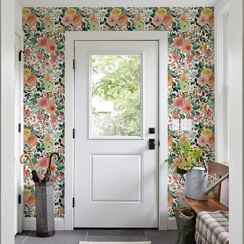 Simon&Siff Floral Peel and Stick Wallpaper, 17.3" x 400" Floral Wallpaper Self Adhesive Boho Flower Wall Paper Kitchen Cabinets Furniture Decorative Renter Friendly - Image 5