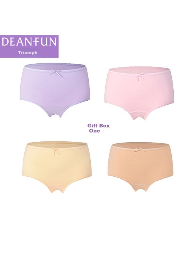 Deanfun Women's Underwear Elegant Pure Color Comfortable High Elasticity Women's Triangle Shorts 4-pack Gift Box Size Xxl - Image 1