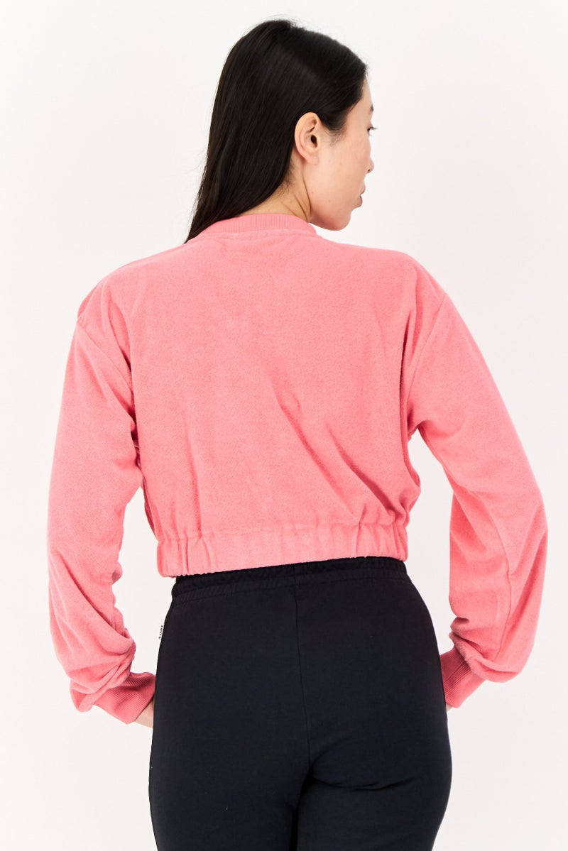 FILA ملابس رياضية نسائية بزي كامل بسحاب خارجي، وردي - Image 3