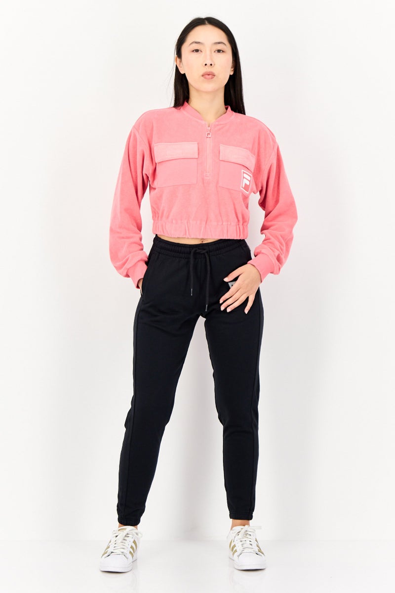 FILA ملابس رياضية نسائية بزي كامل بسحاب خارجي، وردي - Image 4