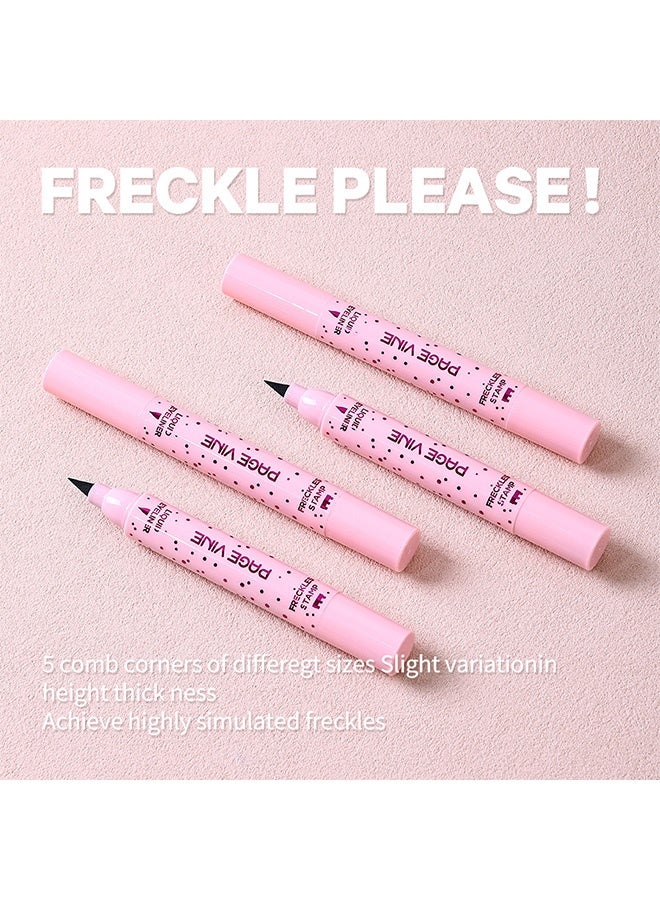 PAGE VINE Eyeliner Freckle Pen, 2 in 1 Light Brown Freckle Stamp and Black Liquid Eyeliner, Waterproof, Natural Lifelike Freckles Makeup, Soft Sopt Pen Magic Fake Freckles- 01# Light - Image 5