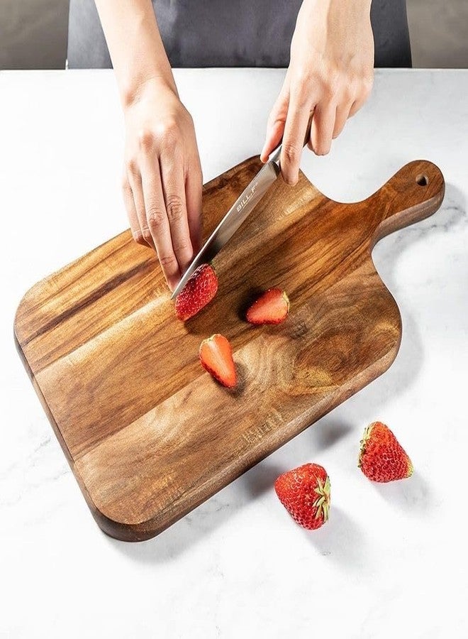لوح تقديم من خشب الأكاسيا من رولوكسينتيا بمقبض، مقاس صغير 11 بوصة × 8 بوصة - لوح تقطيع خشبي للحوم والخضراوات والخبز واللحوم الباردة والجبن - صينية تقديم طعام للمقبلات - Image 4