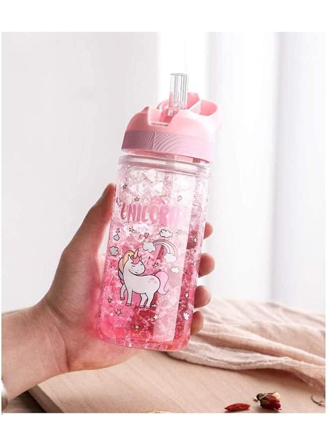 erorex Unicorn Water Bottles For Girls Girls Water Bottles For School Girls Unicorn Water Bottle With Straw And Safety Lock 400Ml 13.5Oz Kids Water Bottles For School Kids Girls Pink - Image 4