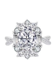 Luxury Design Imitation Moissanite Oval Pigeon Egg Carat Diamond Ring White Gold Group Inlaid Zircon Ring Female