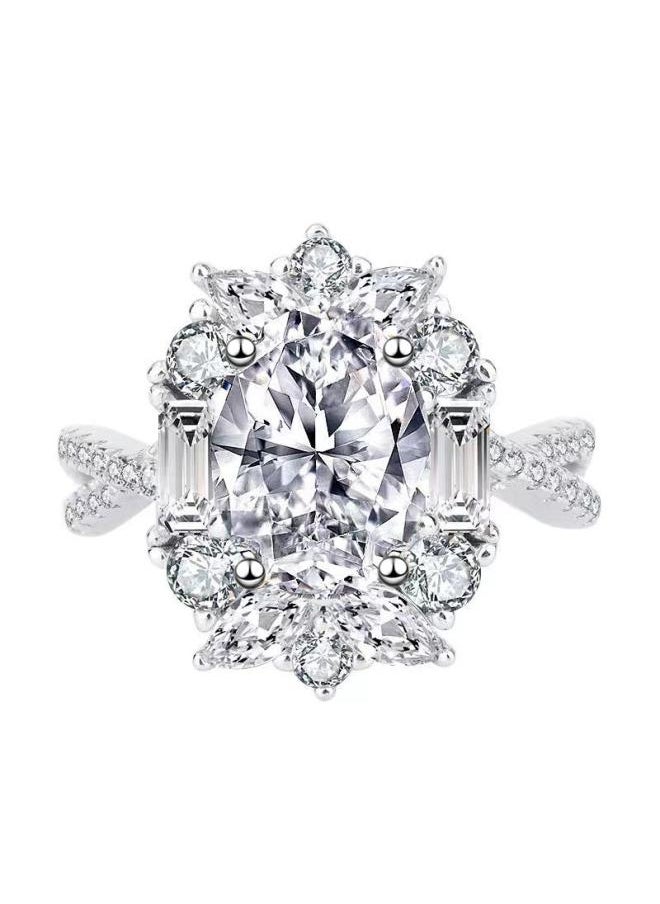 Generic - Luxury Design Imitation Moissanite Oval Pigeon Egg Carat Diamond Ring White Gold Group Inlaid Zircon Ring Female - Image 1