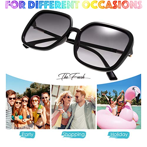 The Fresh Women's Oversized Square Jackie O Hybrid Butterfly Fashion Sunglasses - Exquisite Packaging (730003- Black, Gradient Black) - Image 5