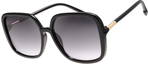 The Fresh Women's Oversized Square Jackie O Hybrid Butterfly Fashion Sunglasses - Exquisite Packaging (730003- Black, Gradient Black) - Image 1