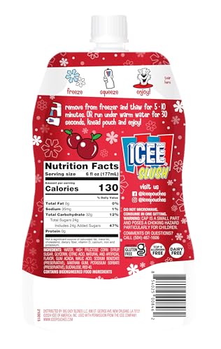Icee Slush Frozen Fruit Drink Pouches - Just Freeze & Squeeze for Instant Slushy Maker, Great for Birthday Party, Lunchbox, No Icee Machine Needed, 12 Pack (6oz, Red Cherry) - Image 3