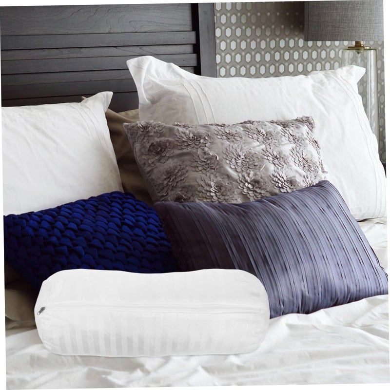 Kisangel Cylindrical Pillow Cover with Zipper Round Bolster Case for Neck and Lumbar Support Soft White for Couch and Bed Use Versatile Neck Roll Pillowcase - Image 5
