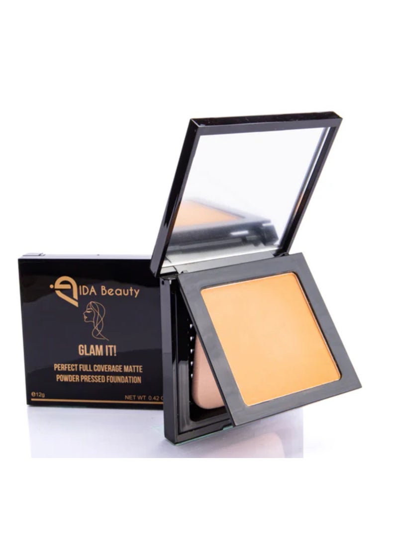 IDA Beauty Glam It! Perfect Full Coverage Matte Powder Pressed Foundation | 2-in-1 Setting & Foundation | Matte Finish, Long-Lasting, Lightweight | Vegan, Halal, Cruelty-Free  - Image 1