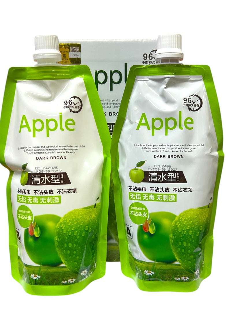 Apple Blossom Naturals Apple Natural Hair Color Cream Ammonia Free Dark Brown 1000ml - Image 3