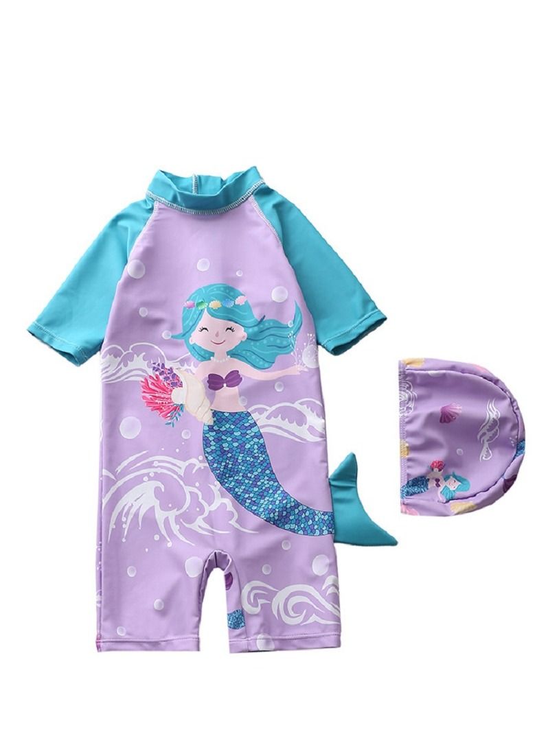 Y&D 2 piece children's swimsuit girl baby one piece surfing suit baby swimming pool girl swimsuit 90-100 cm - Image 1