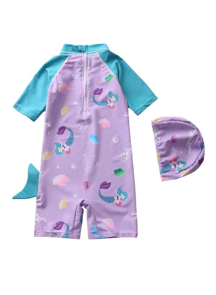 Y&D 2 piece children's swimsuit girl baby one piece surfing suit baby swimming pool girl swimsuit 90-100 cm - Image 2