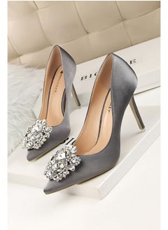 BIGTREE High-Heeled Stiletto Pointed Shoes Heel Height 10CM Grey  - Image 1