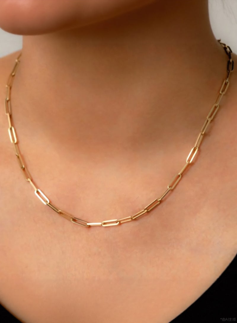 Moonmory Minimalist 18K Gold Plated 925 Silver Paperclip Link Chain Necklace, Dual Plating Color‑Lasting Choker, Adjustable 34+13cm Layering Base Best Gift for Ramadan Mother’s Day Valentine Back to School - Image 1