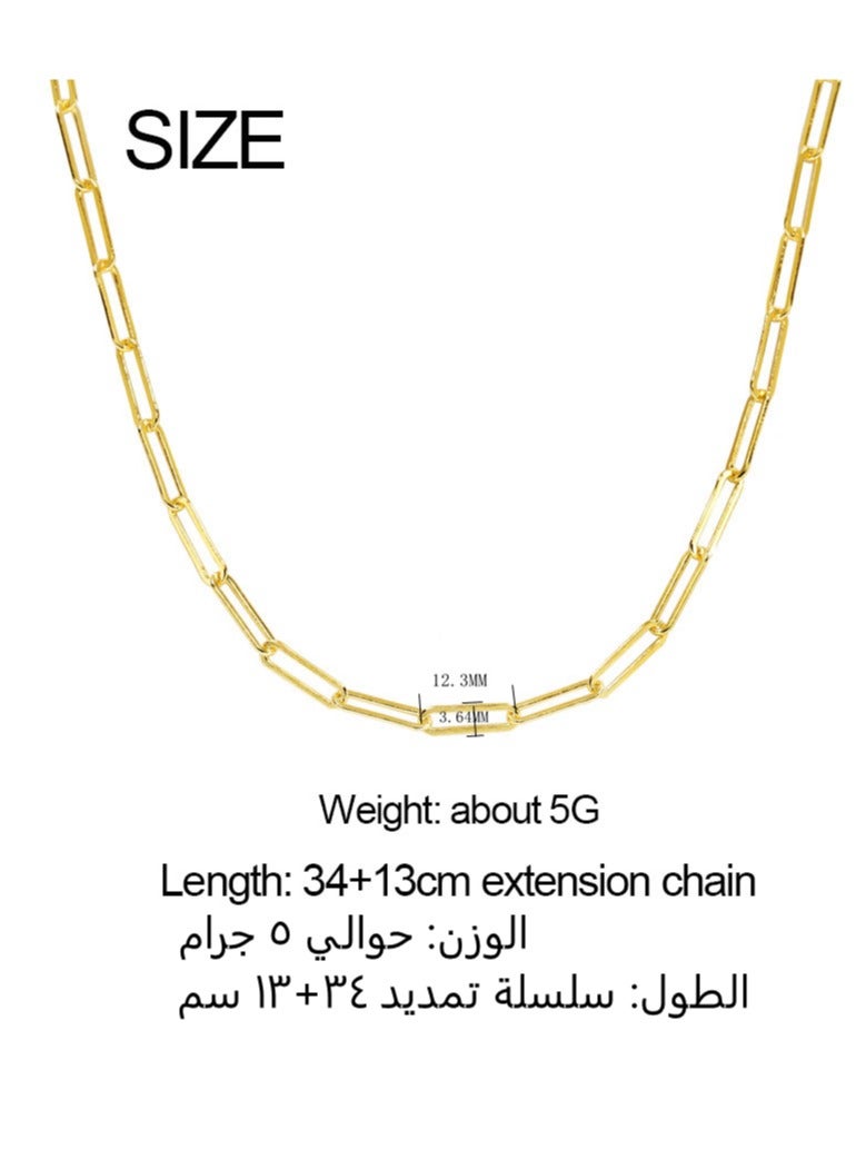 Moonmory Minimalist 18K Gold Plated 925 Silver Paperclip Link Chain Necklace, Dual Plating Color‑Lasting Choker, Adjustable 34+13cm Layering Base Best Gift for Ramadan Mother’s Day Valentine Back to School - Image 2