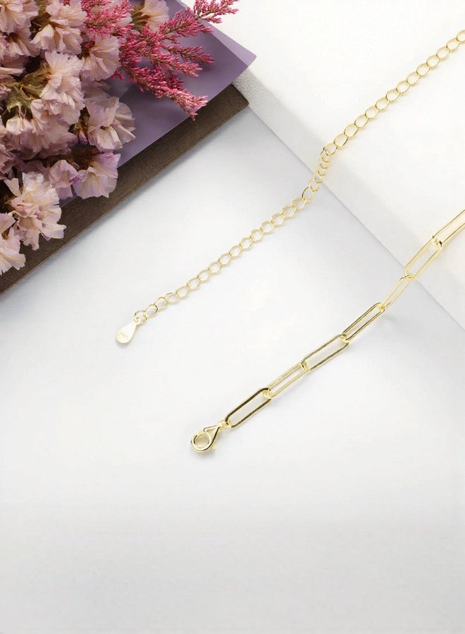 Moonmory Minimalist 18K Gold Plated 925 Silver Paperclip Link Chain Necklace, Dual Plating Color‑Lasting Choker, Adjustable 34+13cm Layering Base Best Gift for Ramadan Mother’s Day Valentine Back to School - Image 5