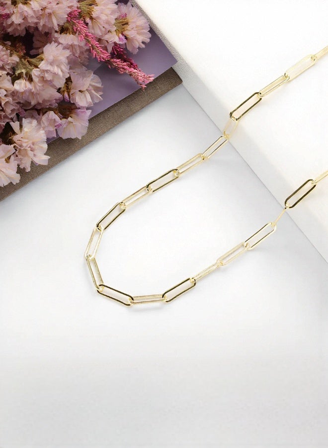 Moonmory Minimalist 18K Gold Plated 925 Silver Paperclip Link Chain Necklace, Dual Plating Color‑Lasting Choker, Adjustable 34+13cm Layering Base Best Gift for Ramadan Mother’s Day Valentine Back to School - Image 4