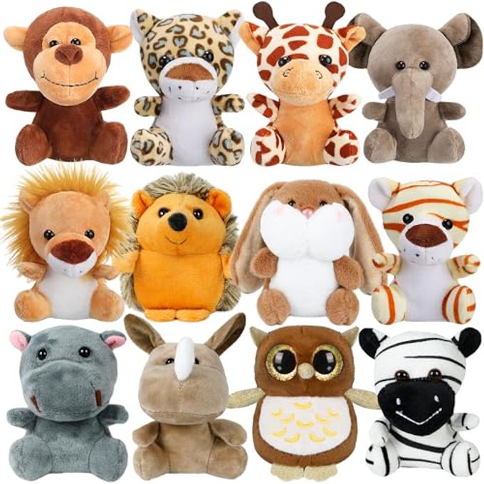 Arrozon 12 Pcs Small Stuffed Animals Bulk, 4.5 Inch Mini Stuffed Animals, Keychain Plush Toys Stocking Stuffers for Kids, Carnival Claw Machine Prizes, Classroom Treasure Box, Pinata Stuffers - Image 4