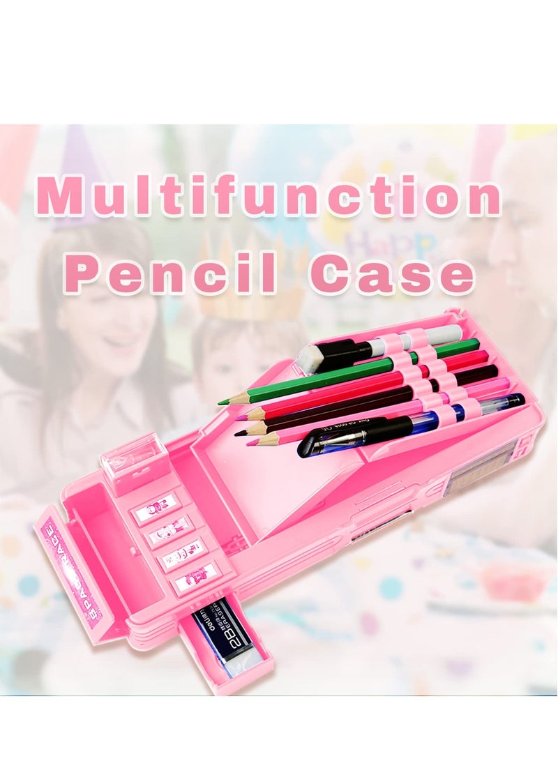 Pop Up Multifunction Pencil Case for Girls Cartoon Pen Box Organizer Stationery with Password Lock Sharpener Schedule Whiteboard School Supplies -Pink - Image 3
