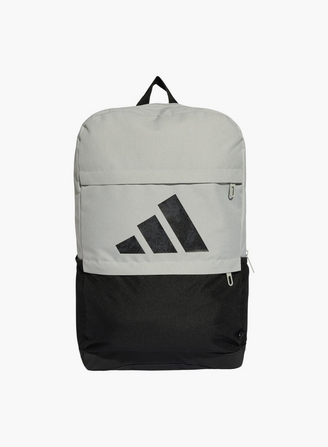 Adidas حقيبة ظهر مدرسية بطباعة شعار مع أحزمة قابلة للتعديل وإغلاق بسحاب - Image 1