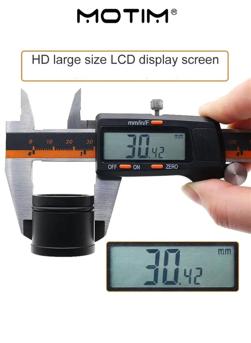 Motim Stainless Steel Electronic Digital Caliper 0-150mm LCD Digital Vernier Caliper Micrometer Inch/Fractions/Millimeter Conversion Inside Outside Diameter Measuring Tools Electronic Depth Tester - Image 2