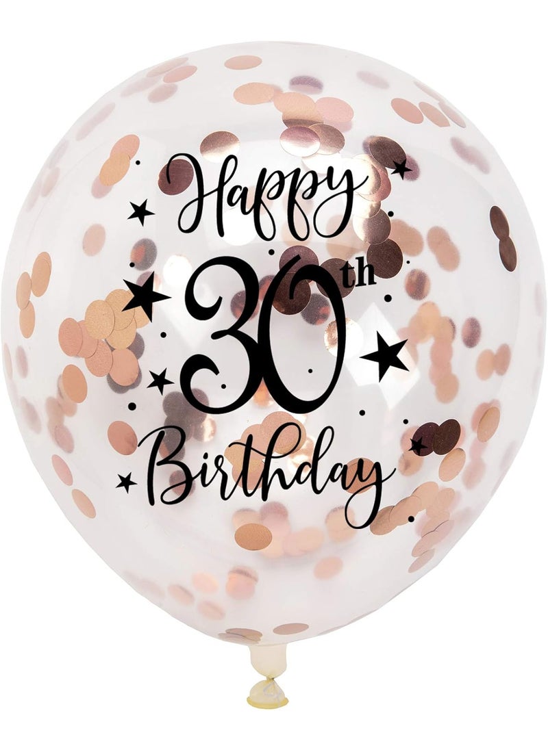 MAGJUCHE Rose Gold 30th Confetti Latex Balloons Woman Happy 30 Years Birthday Party Balloon Decoration With Confetti 12in 16 Pack  - Image 1