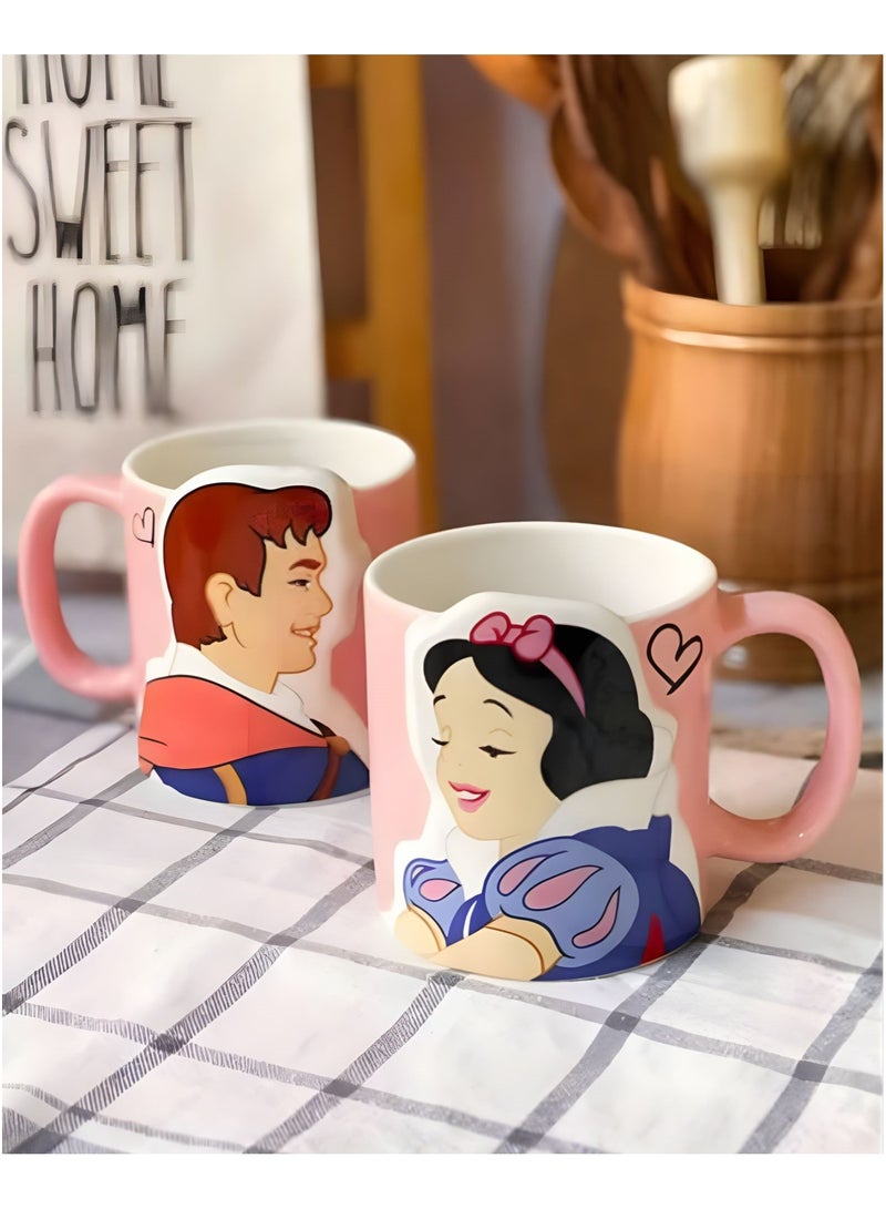Disney Ceramic Pair Mug Prince & Snow White ideal with complementary designs mugs for coffee, tea, hot chocolate 350 ml - Image 2