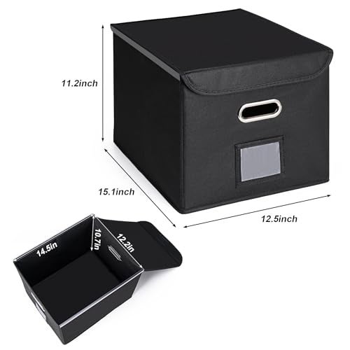 CADONO File Organizer Box with Lid Large Hanging File Folder Organizer with Plastic Slide Collapsible Portable Filing Storage Boxes for OfficeDecorHome Black 149 x 1259 x 108 inch - Image 3