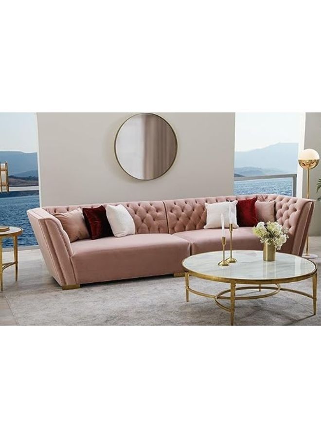 Karnak Simple Design Multimaster 4 Seater Pink Velvet Sofa Set With Storage Living Room Sofa Set Soft And Comfortable - Image 1