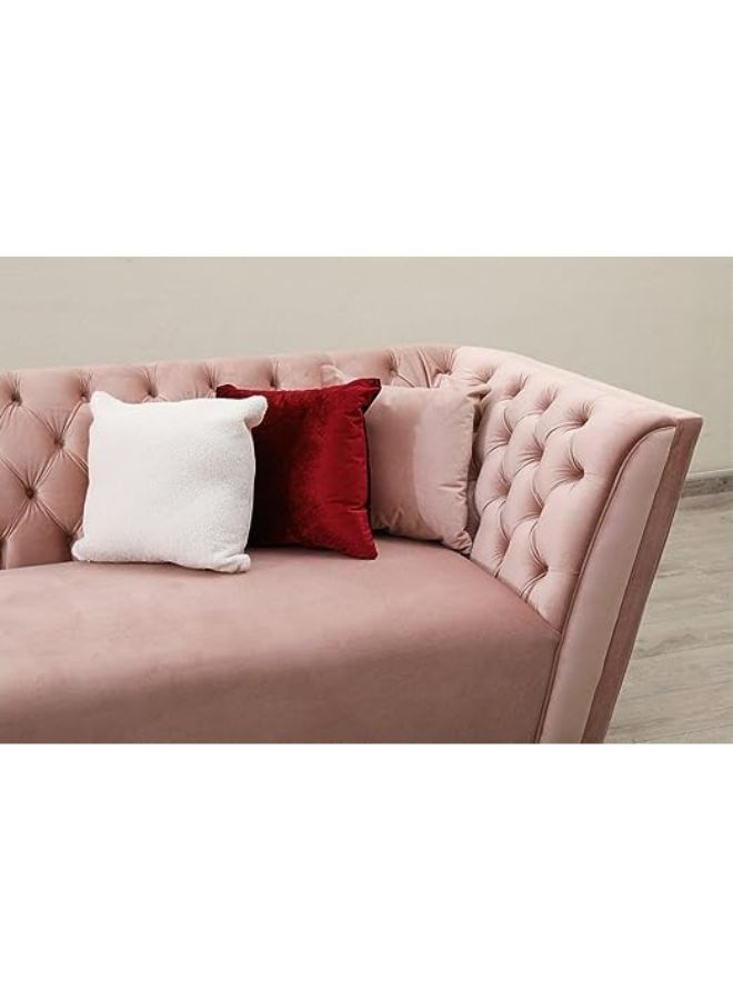 Karnak Simple Design Multimaster 4 Seater Pink Velvet Sofa Set With Storage Living Room Sofa Set Soft And Comfortable - Image 4