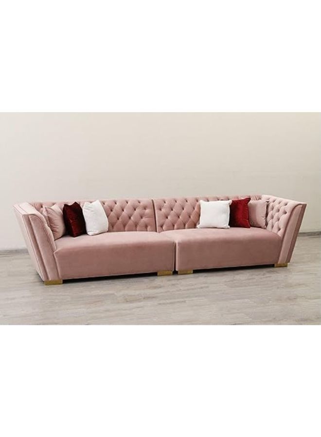 Karnak Simple Design Multimaster 4 Seater Pink Velvet Sofa Set With Storage Living Room Sofa Set Soft And Comfortable - Image 2