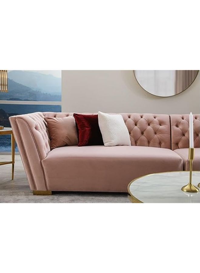 Karnak Simple Design Multimaster 4 Seater Pink Velvet Sofa Set With Storage Living Room Sofa Set Soft And Comfortable - Image 3