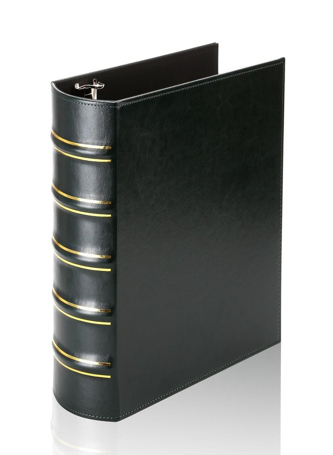 LETVPVOW Vintage Hardback 3 Ring Binder 3 Inch, Professional Leather Binder 3 Ring, Three Ring Binders Fits 8.5 x 11, D Ring Binders for Photo Album, Home, School and Office Supplies- Dark Green - Image 1