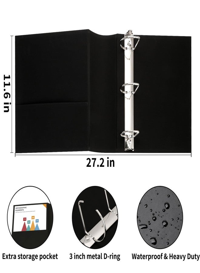 LETVPVOW Vintage Hardback 3 Ring Binder 3 Inch, Professional Leather Binder 3 Ring, Three Ring Binders Fits 8.5 x 11, D Ring Binders for Photo Album, Home, School and Office Supplies- Dark Green - Image 3