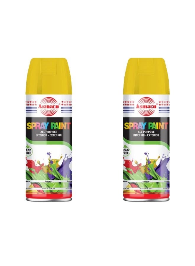 Asmaco Spray Paint - Deep Yellow - 400 Ml - Set of 02