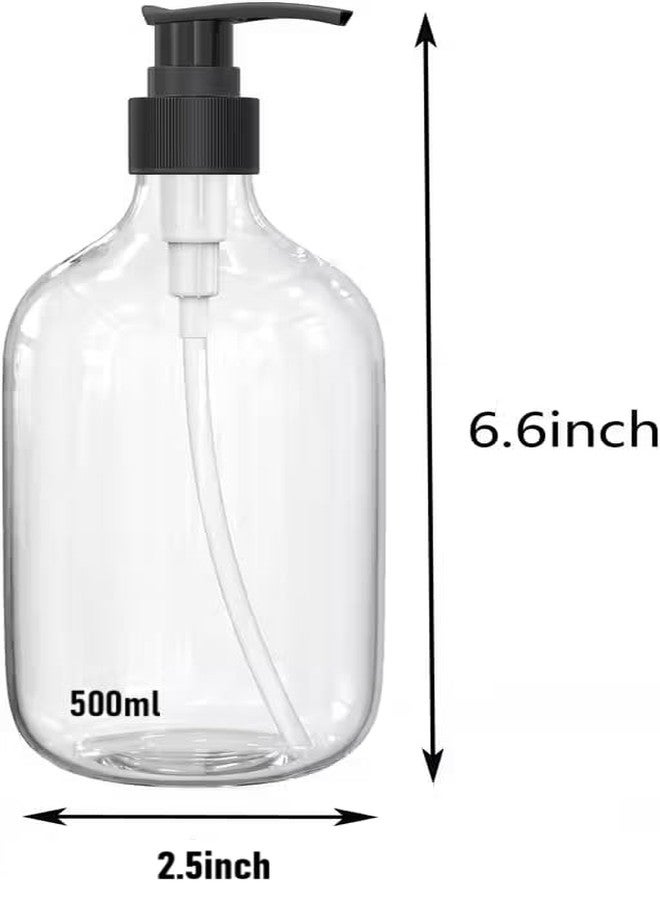 ORLUXE Round Pump Bottle Soap Dispenser | Refillable Transparent Plastic Lotion Bottle | Empty Liquid Container for Soap, Shampoo, Lotion & Essential Oils (500 ML, Pack of 2) - Image 3