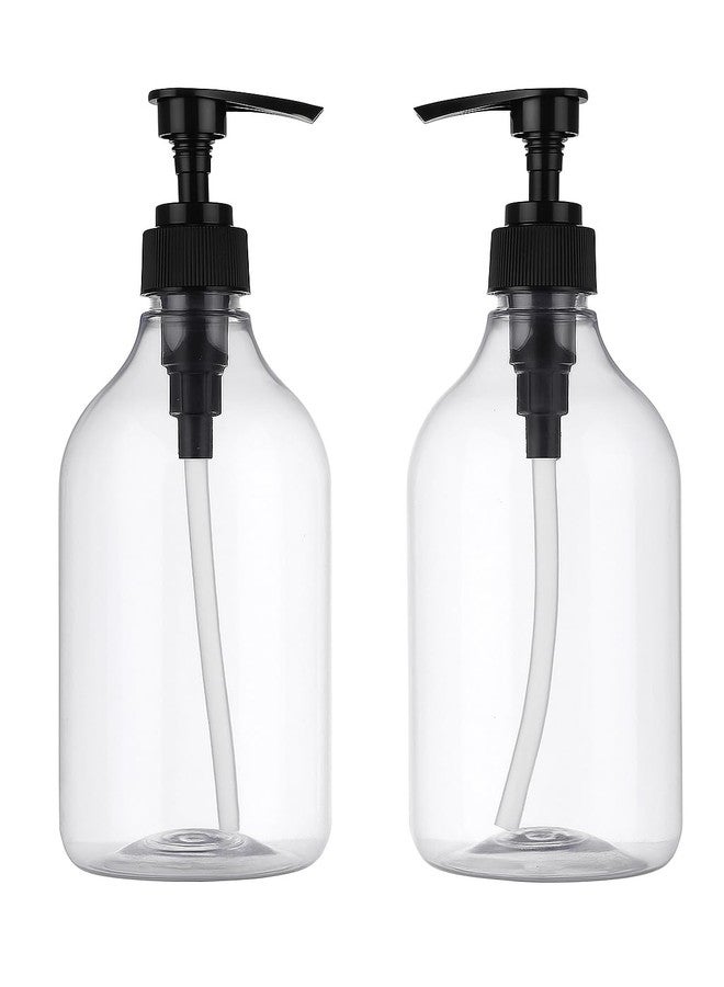 ORLUXE Round Pump Bottle Soap Dispenser | Refillable Transparent Plastic Lotion Bottle | Empty Liquid Container for Soap, Shampoo, Lotion & Essential Oils (500 ML, Pack of 2) - Image 1