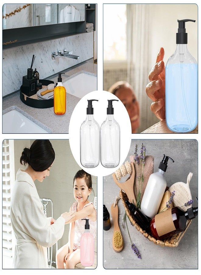 ORLUXE Round Pump Bottle Soap Dispenser | Refillable Transparent Plastic Lotion Bottle | Empty Liquid Container for Soap, Shampoo, Lotion & Essential Oils (500 ML, Pack of 2) - Image 5