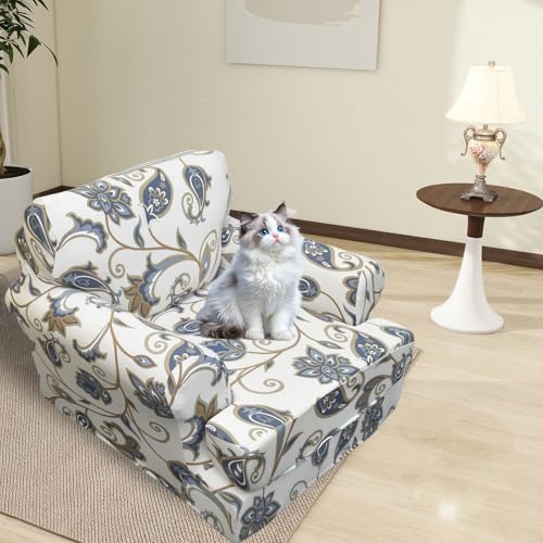 KRFOONN 2 Pieces T Cushion Chair Slipcovers with Arms Stretch Sofa Cover Armchair Slipcovers with 1 Individual T Shape Cushion Covers Furniture Protector Couch Covers for Living Room, 02 - Image 3