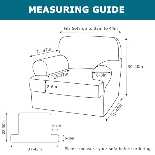 KRFOONN 2 Pieces T Cushion Chair Slipcovers with Arms Stretch Sofa Cover Armchair Slipcovers with 1 Individual T Shape Cushion Covers Furniture Protector Couch Covers for Living Room, 02 - Image 2
