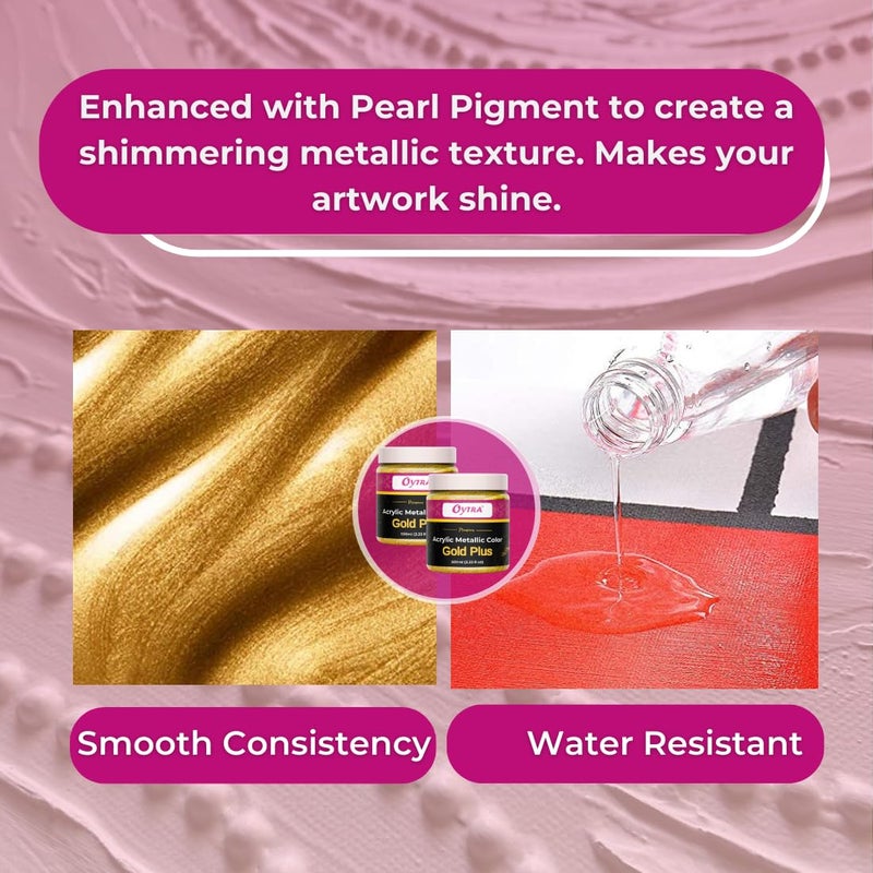 Oytra Acrylic Paint Pearl Metallic Gold Color 1 Litre for Professionals Artist Hobby Painters DIY Art and Craft Set Metal Painting Drawings on Canvas Glass Wood Wall Car Rock Steel Surfaces - Image 5