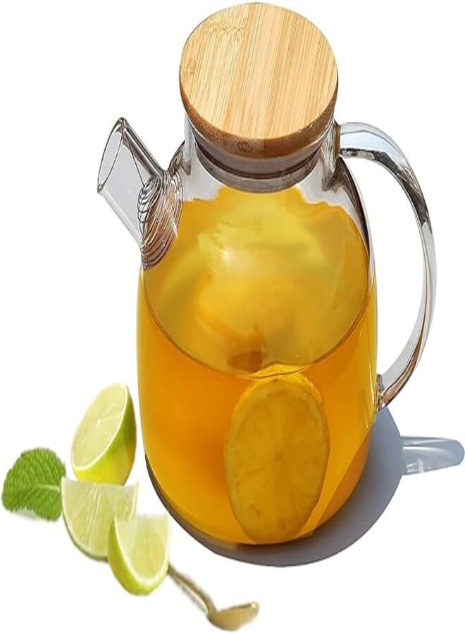 TAPIT Glass Teapot - Stove-top Kettle 33.8/50-ounce - Heat Resistant Borosilicate - Pitcher - Carafe - No-Dripping - For Tea Juice Water - Hot or Iced - 1000ml/1600ml (1 L)